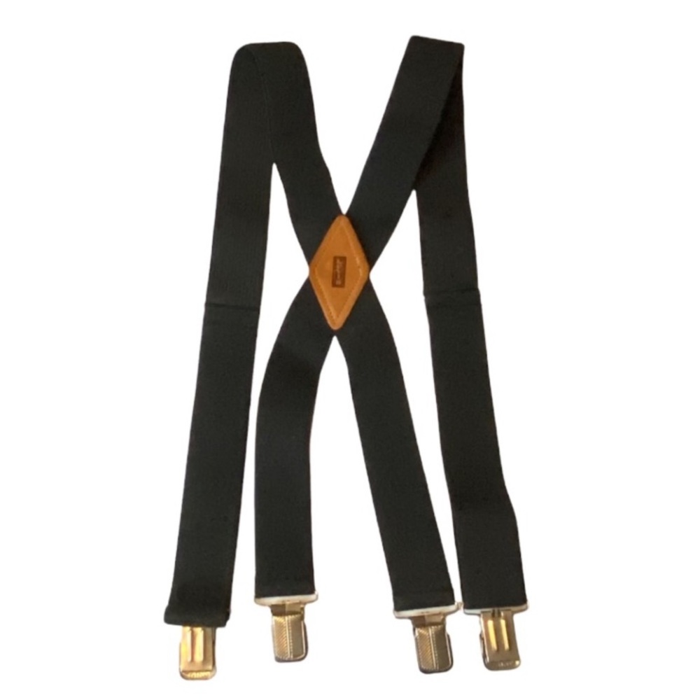 Levis Suspenders Mens Solid Black Elastic Adjustable Straps Metal Clasps Clips.